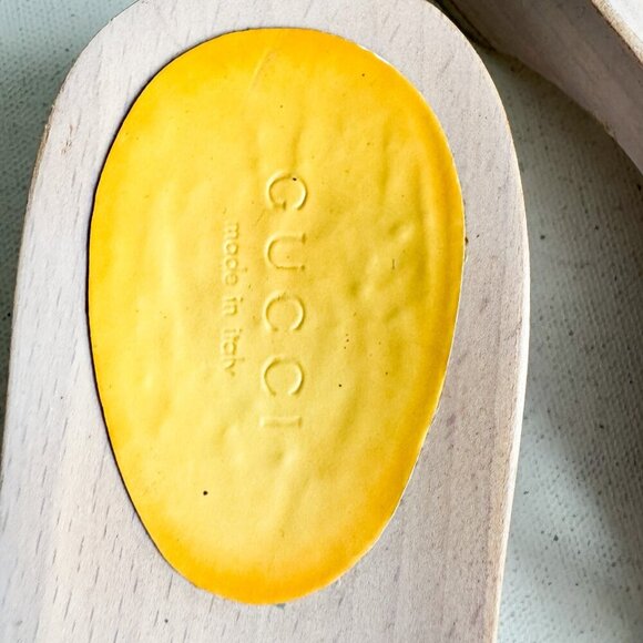 Gucci Canvas Monogram Wood Sole Clog Sandals 37 - Picture 6 of 16